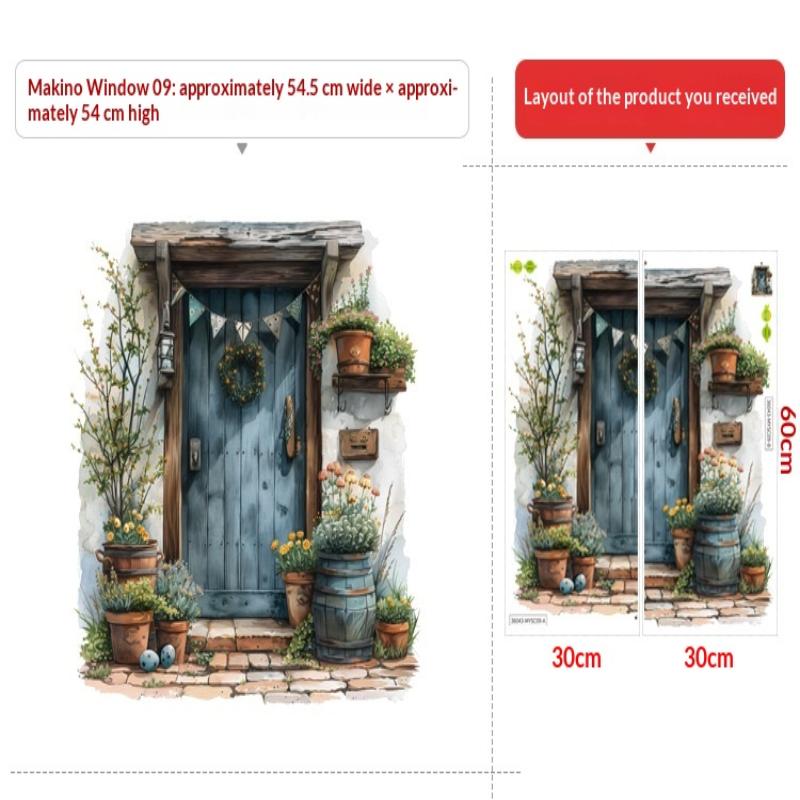 1 Stück Fenster-Landschafts-Druck PVC Flach 2D Selbstklebend Simulation Wandaufkleber Wohnzimmer Wandkunst Dekor