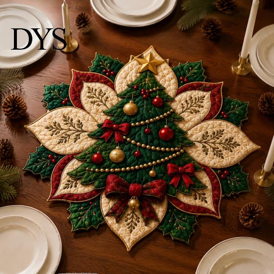Kit Decorazione Trapuntata di Natale Tessuto Stella di Natale Kit Fai da Te, Patchwork Floreale Cucito Progetti Artigianali Festivi per Adulti Ornamento Fatto a Mano
