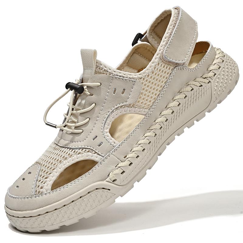 Summer Men's Sandals Handmade Mesh Breathable Casual Shoes