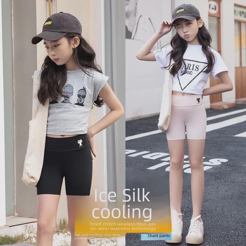 Girls' Summer Shark Leggings: Lightweight, Anti-Exposure Safety Shorts for Outdoor Play