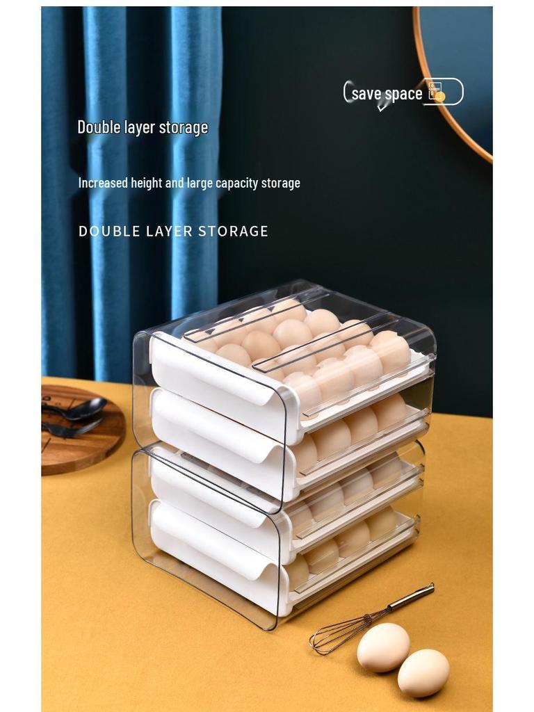 Double-Layer 32-Grid Transparent Egg Storage Box