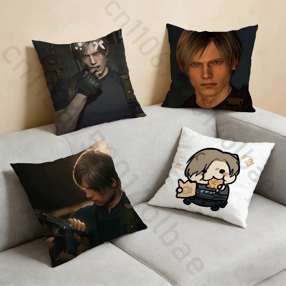 RResident Evil Leon Kennedy Pillow Case Antidustmite Pillowcase Invisible zipper silky short plush Sofa cushion cover