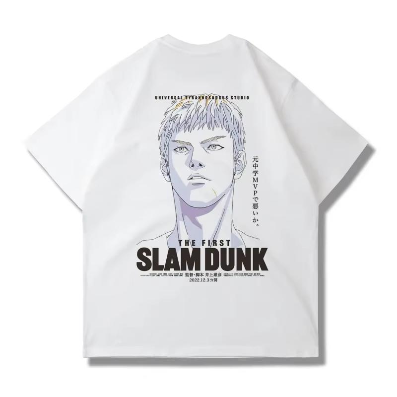 Large Cotton Men's Japanese Anime 2025 Slam Dunk Master Printed Short Sleeve T-shirt Summer Casual Loose T-shirt Top Clothing