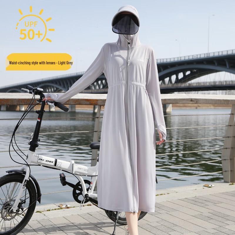 Dámský dlouhý letní kabát z ultra tenkého ledového hedvábí pro ochranu před sluncem