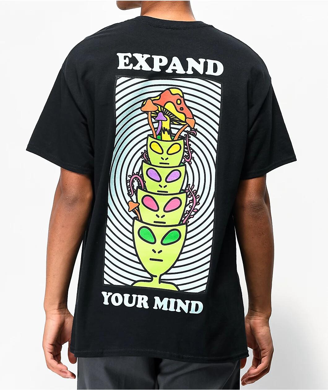A-Lab Mens Expand Your Mind Minds Expanded Black T-Shirt New S, M, L, XL S разноцветный