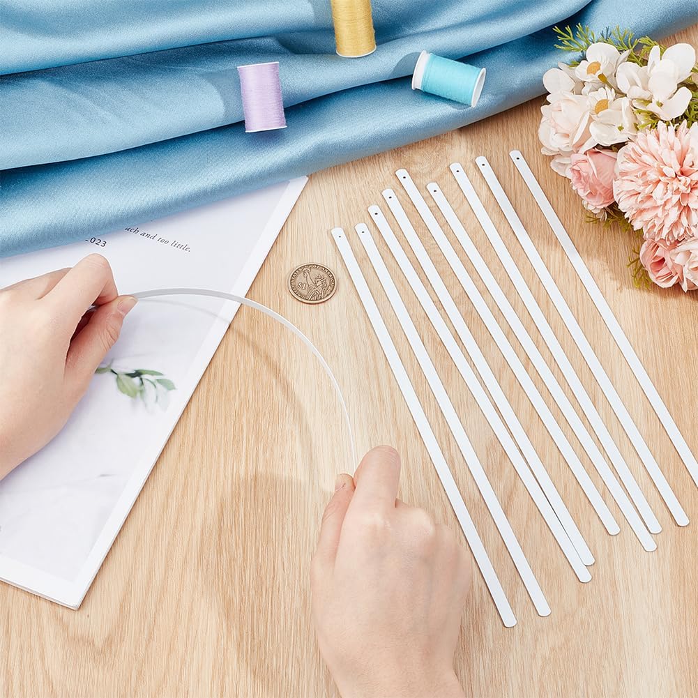 BENECREAT 10pcs White Metal Boning, 9.84 X 0.24 Inch Corset Strips White Webbing Boning for Bridal Dress Bustle Handmade Craft Wedding Dresses DIY