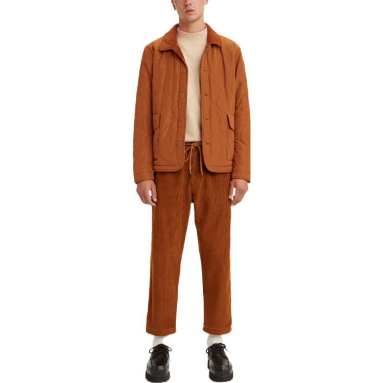 Levis Solid Color Lace-Up Loose Straight Leg Casual Pants Men Bottoms Brick-Red 17614-0004