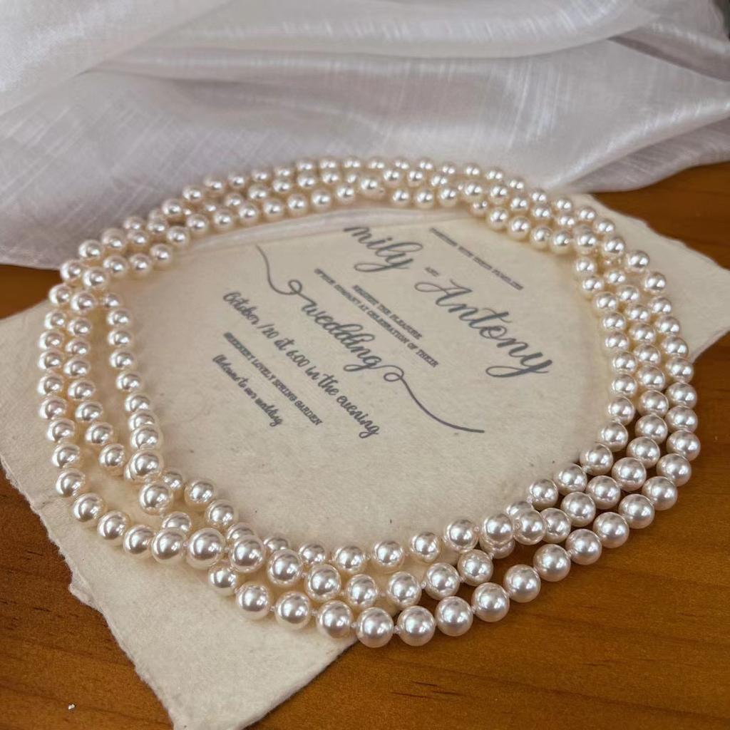 Retro 160 Cm Or So, A Variety Of Wearing Methods, Strong Light Is Round, Shijia Pearl Necklace, Autumn And Winter Sweater Chain