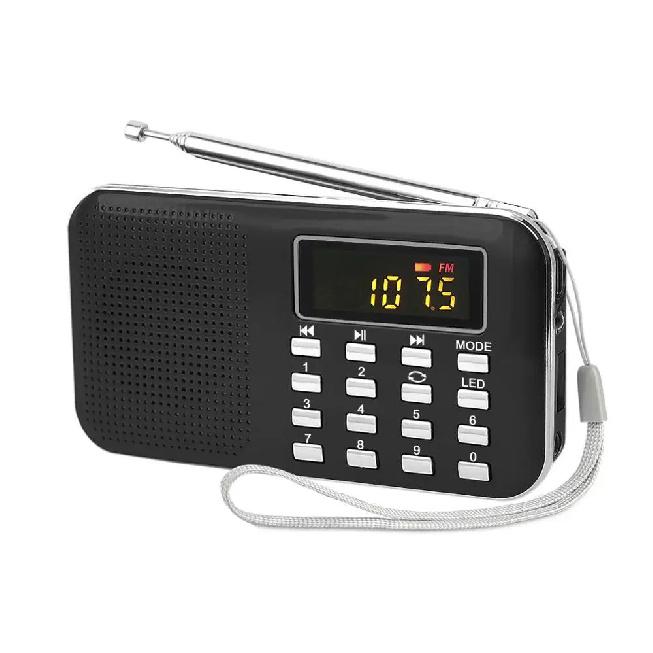 Super Bass HIFI FM Radio Speaker L-218 with TF USB AUX Flashlight Rechargeable Battery