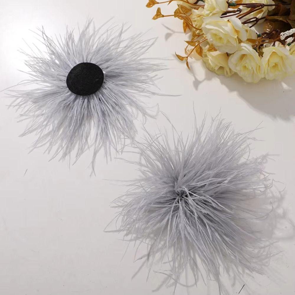 Fluffy Ostrich Feather Applique Handmade Feather Pin Feather Patch  DIY Handmade Accessory