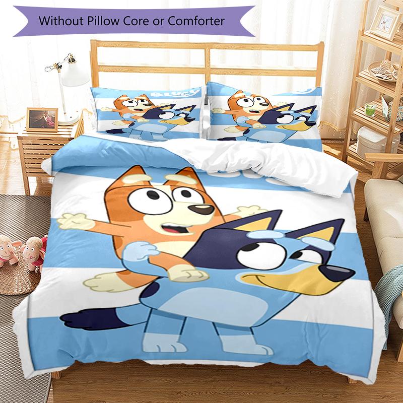 3pcs Bluey Bedding Set Duvet Cover Closure Includes 1 Duvet Cover & 2 Pillowcases, Soft and Comfortable for All Seasons.