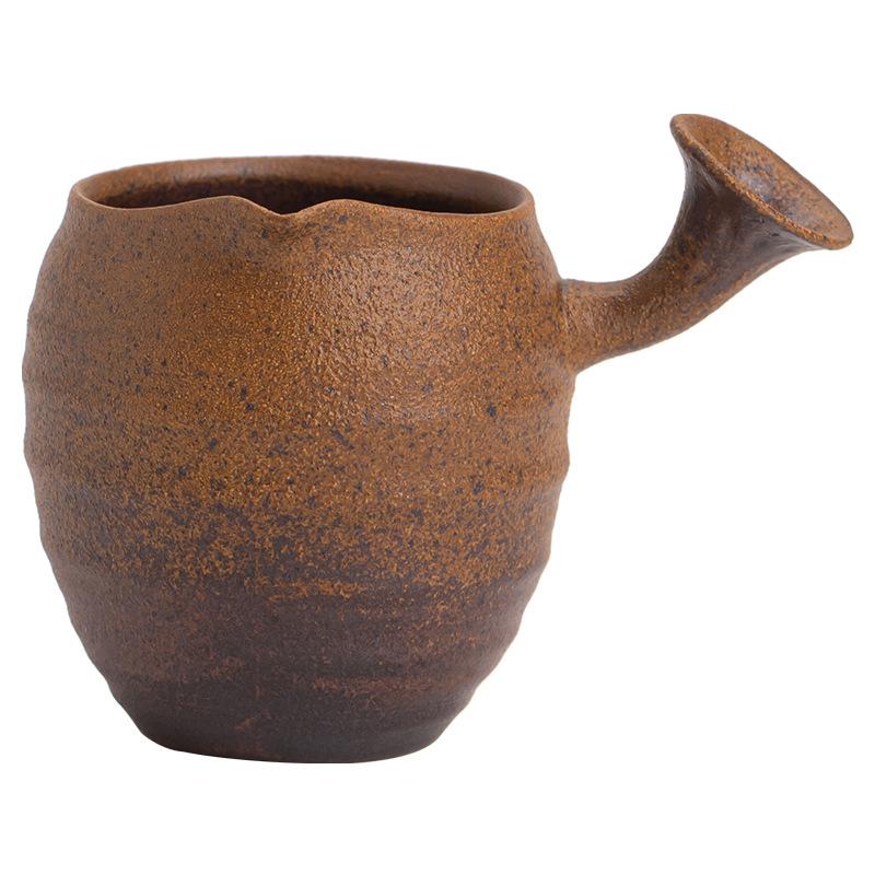 130Ml Retro Sauce Glazed Side Handle Tea Pitcher Handmade Coarse Pottery Fair Cup Cha Hai Household Justice Supplies Ornaments