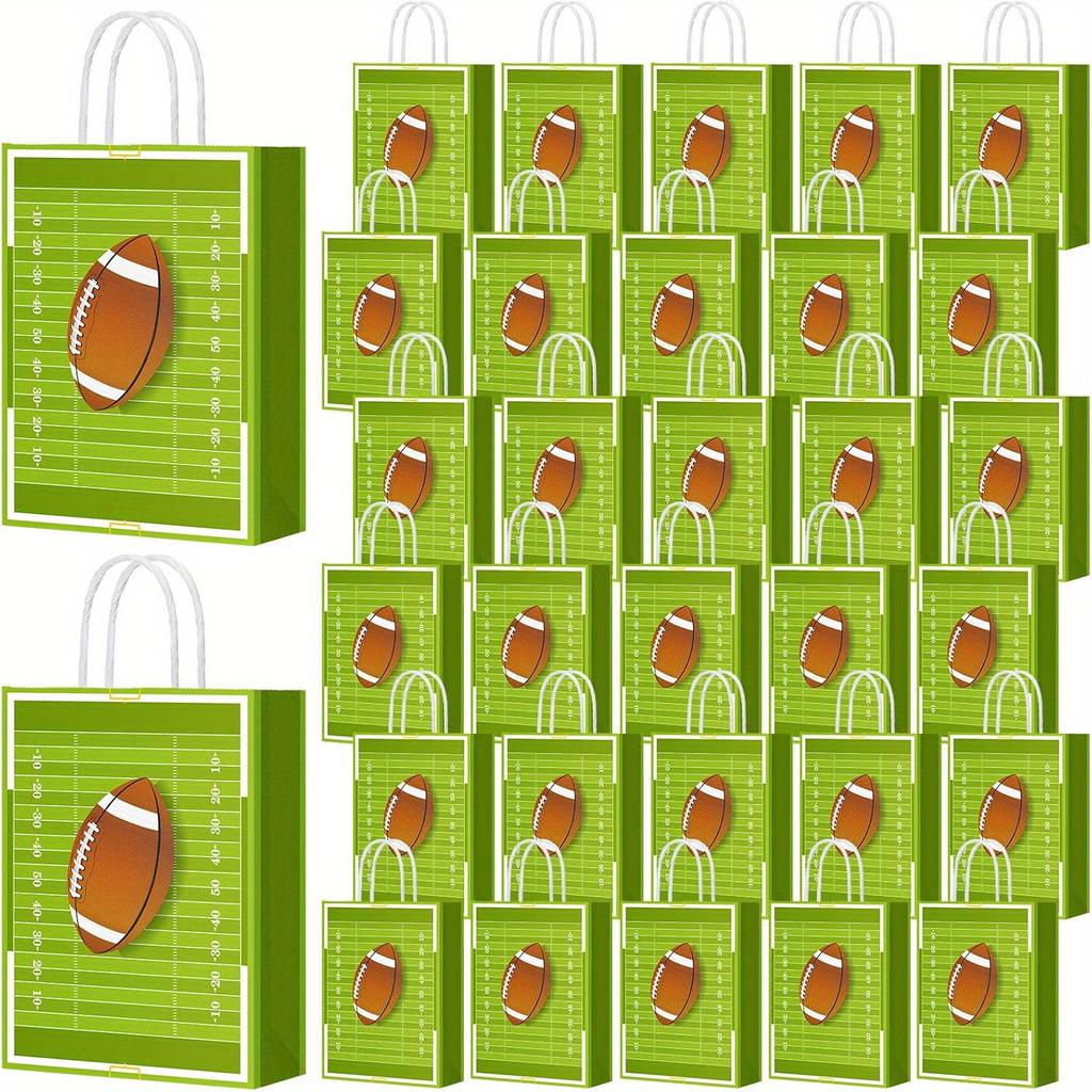 20pcs Football Party Favor Bags, Football Gift Bags,Treat Candy Bags, Sport Party Gift Bags for Sports Theme, Birthday, Party Favor Bag with Handles
