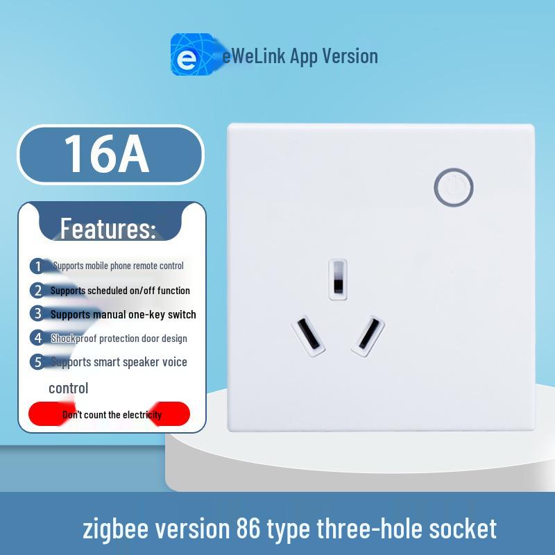 eWeLink Smart WiFi Wall Socket 86 Type 10A - Remote, Voice-Controlled App for Mobile