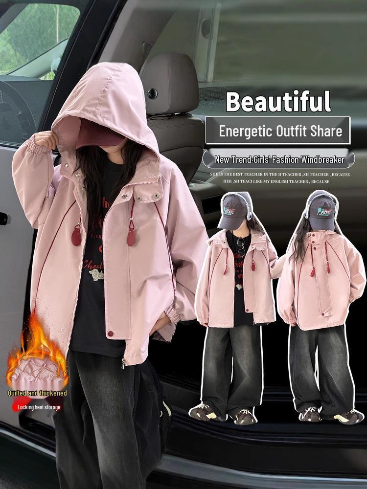 Modny dziewczęcy wiatrówka 2025 - Stylowa odzież wierzchnia jesienno-zimowa dla uczennic gimnazjum