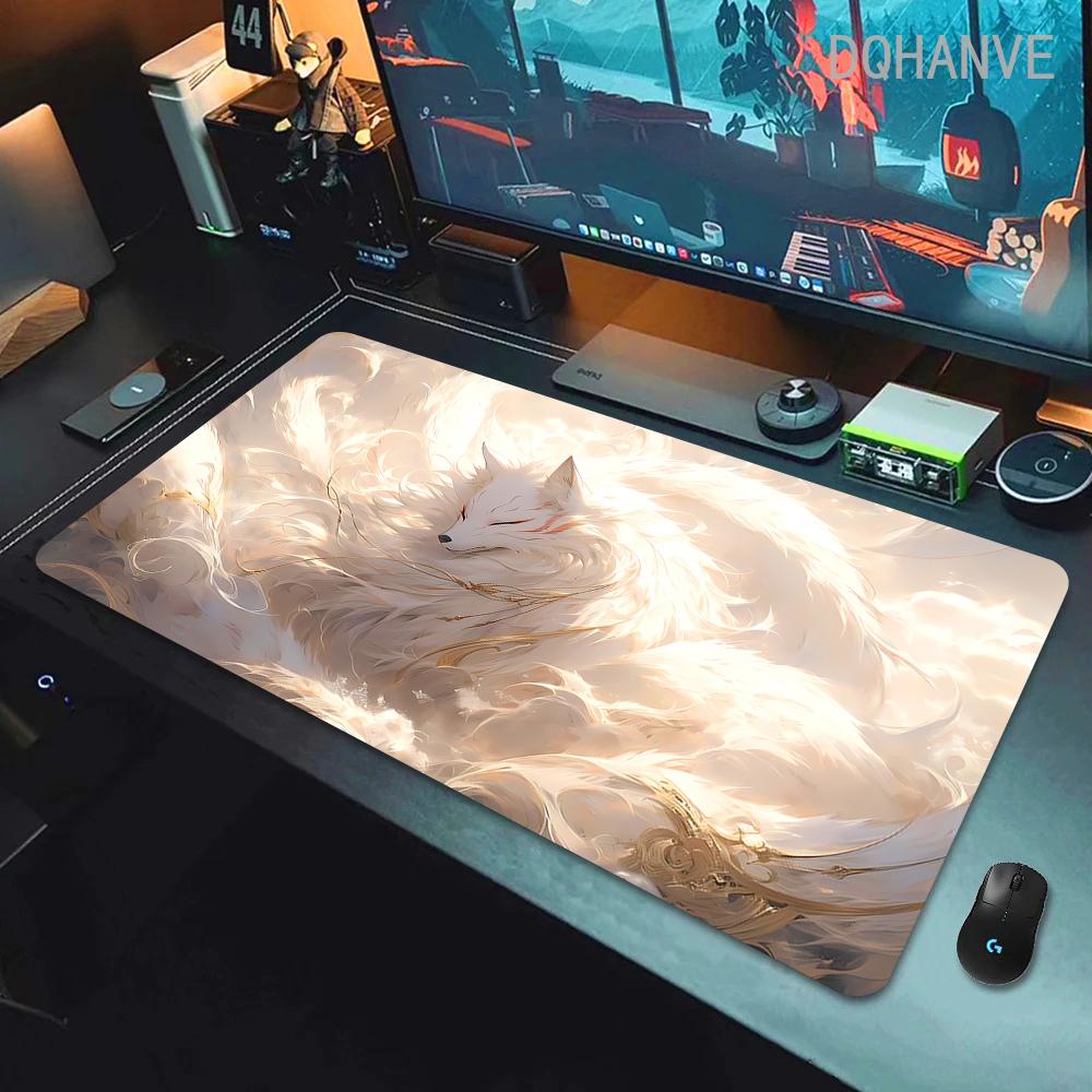 Fox Large Gaming Mousepad XXL Gamer Mouse Pad Office Long Table Accessories Mouse Mat Kawaii Desk Mat For Girl Decorates Bedroom