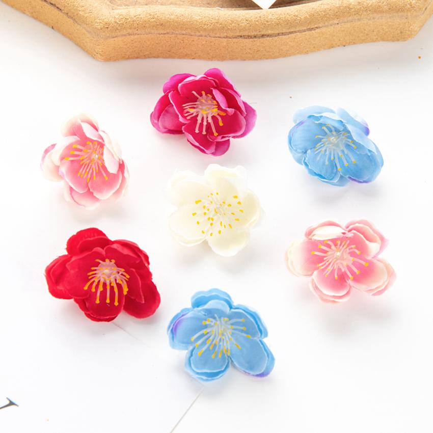100Pcs Silk Cherry Blossoms for Home Decortion Scrapbooking Diy Wedding Christmas Craft Wreath Headdress Artificial Flowers Wall