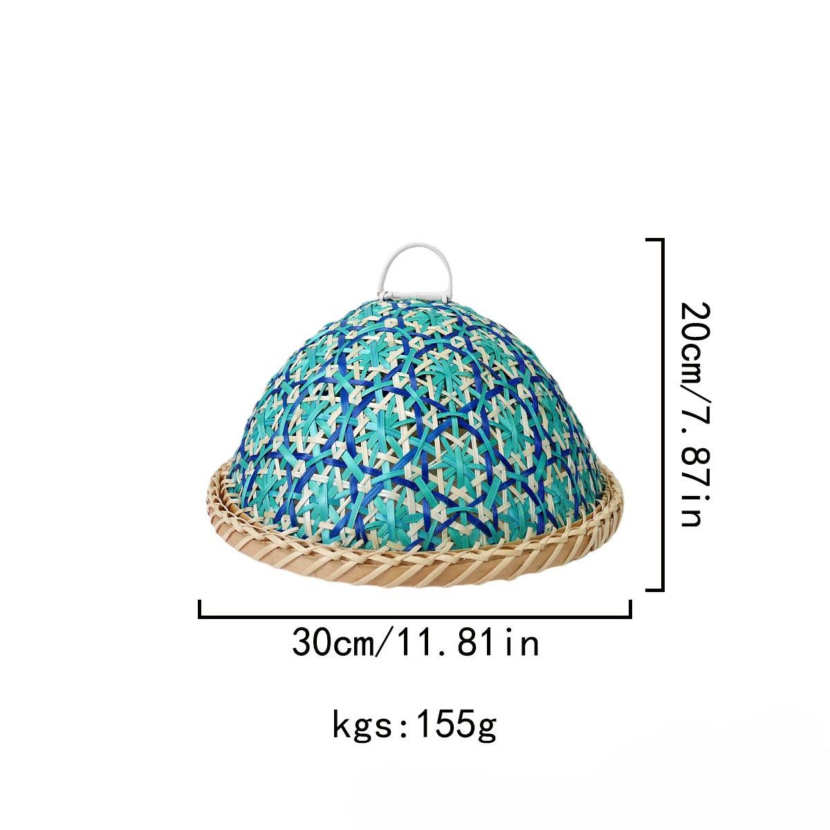 

Handmade Rattan Woven Fruit Basket with Lid, South Asian Style Insect-Proof Food Cover for Dining Table синій