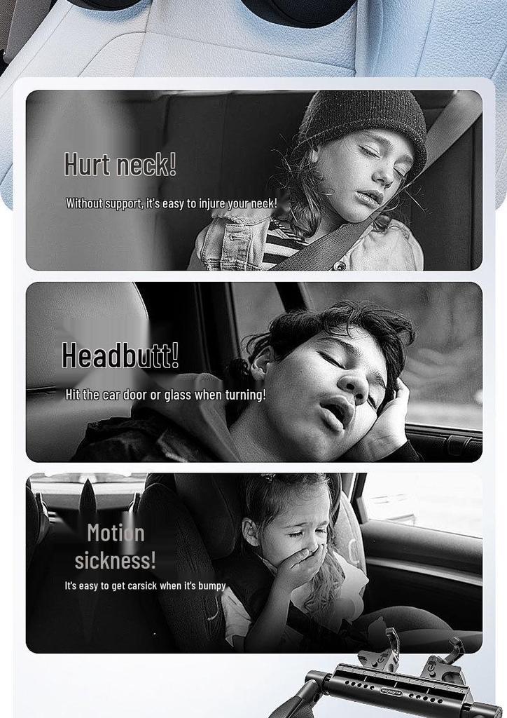 Children's Travel U-Shaped Memory Foam Car Headrest Pillow - Adjustable Side Support for Sleep