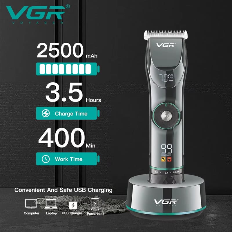 High-quality Men's Electric Hair Clippers with Digital Display and Variable Speed Electric Hair Clippers for Shaving and High-power Hair Clippers