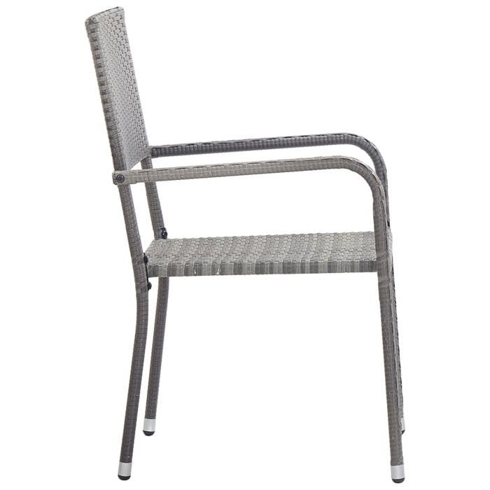 Exclusive House - 3 Pcs Garden Dining Set Woven Resin Grey