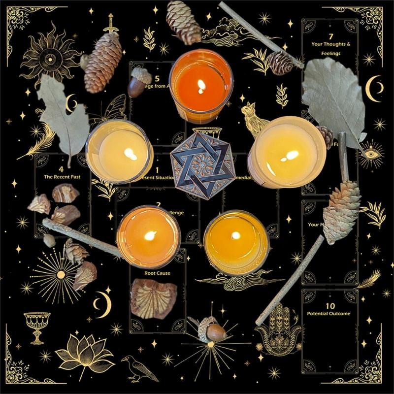 Practical Foldable Night Theme Tarots Cloth Easy To Clean Velvets Divination Mat Fabric Texture for Spiritual Practices