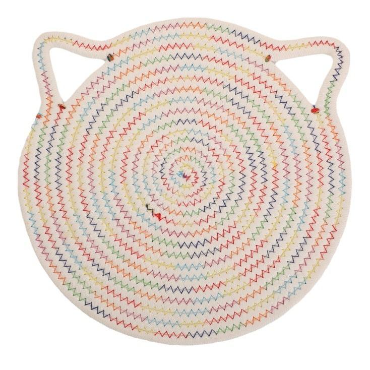 30cm simple solid color cat ear cotton rope placemat kitchen insulation and heat-resistant pad cotton thread pot mat cup mat