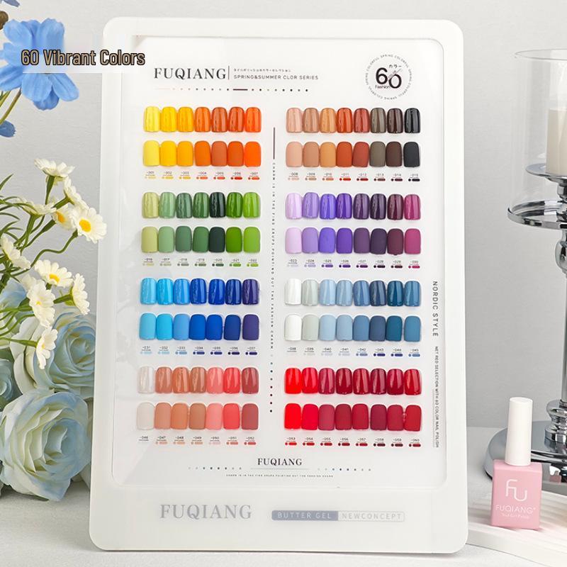 

Набор гель-лаков для ногтей Fuqiang 60 цветов с шиммером - Новый стиль 2025 года для салонного маникюра
