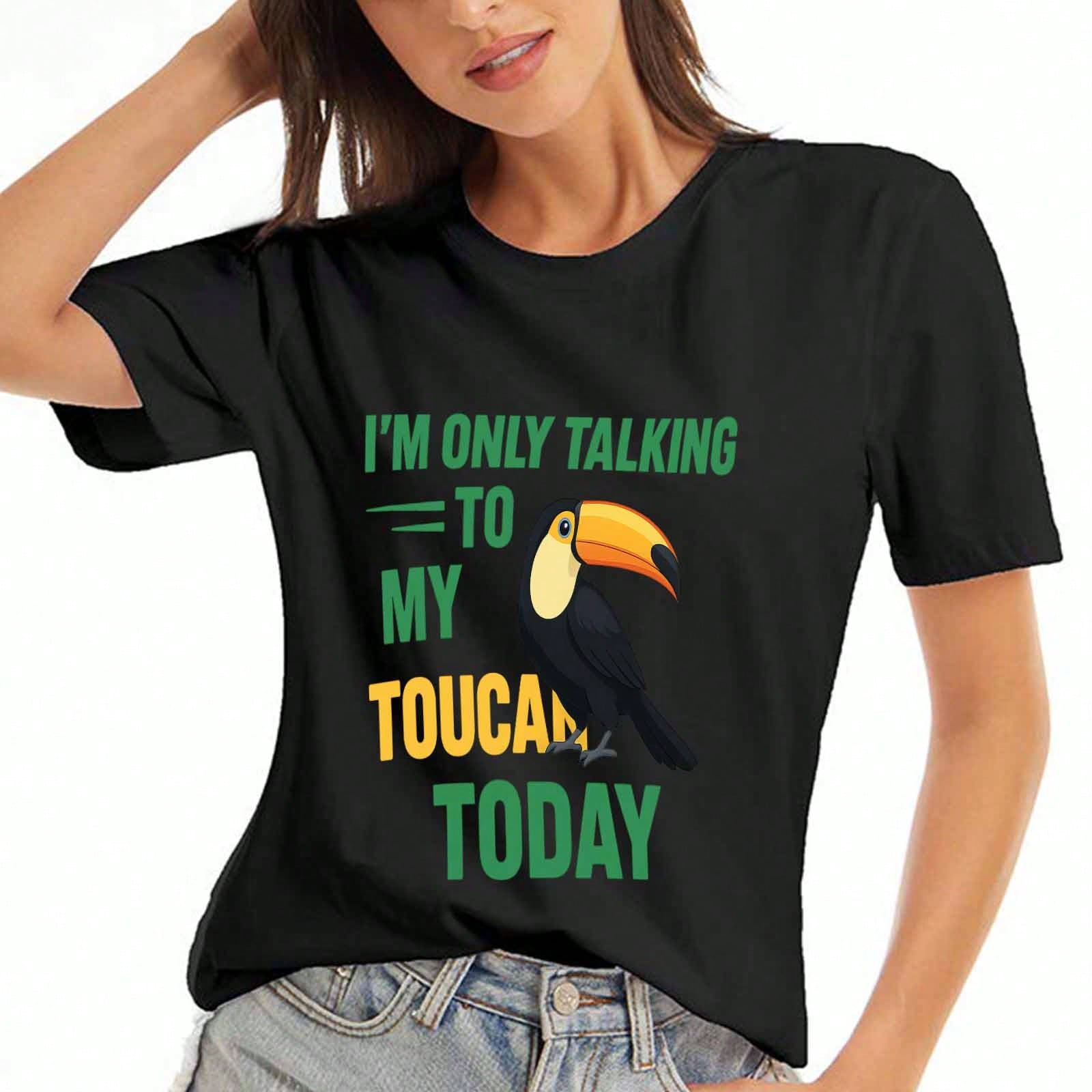 Toucan Bird Floral unisex Cotton T Shirt, Premium Cotton Graphic Print,Durable, Casual And Fashionable. Features A Tropical Toucan Design With Vibrant S разноцветный