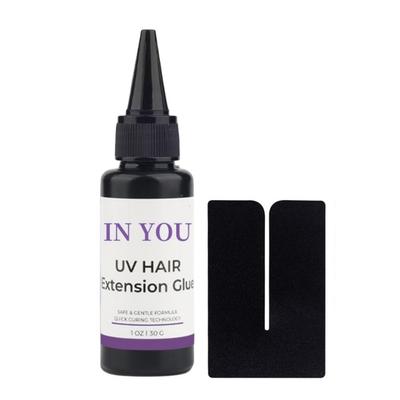 Pegamento para Extensiones de Cabello UV 30g, Adhesivo Invisible de Curado Rápido para Lámpara UV, Uniones Impermeables y Seguras, Sistema de Extensiones Duradero y de Aspecto Natural