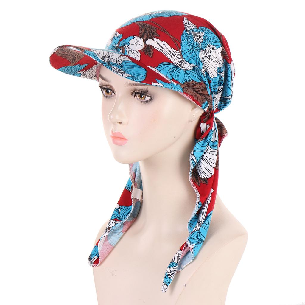 Trendy Print Muslim Hijab Caps With Brim Women Baseball Cap Wrap Head Ramadan Ladies Fashion Headwear Turban Bonnet