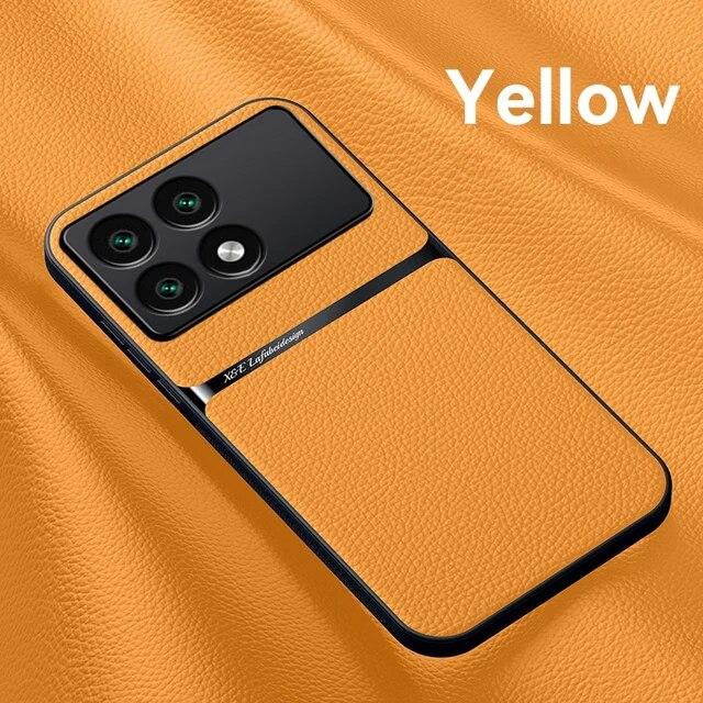 Magnetic Phone Case For Xiaomi POCO X6 Pro 5G Leather Texture Silicone Protection Shockproof Back Cover For POCO X5 Pro F5 Pro X4 C65