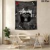 Grey Camo Pattern Tapestry, Dark Camouflage Street Brand City Logo Print Wall Hanging Decor