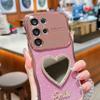 Love Mirror Glitter With Hand Lanyard Case For Samsung Galaxy S25 S24 S23 FE S22 Ultra Plus S25 Edge Cover Electroplated Coque