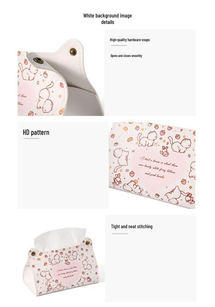 Creative Cartoon Animal Tissue Box - Leather Cat & Dog Design for Home or Car