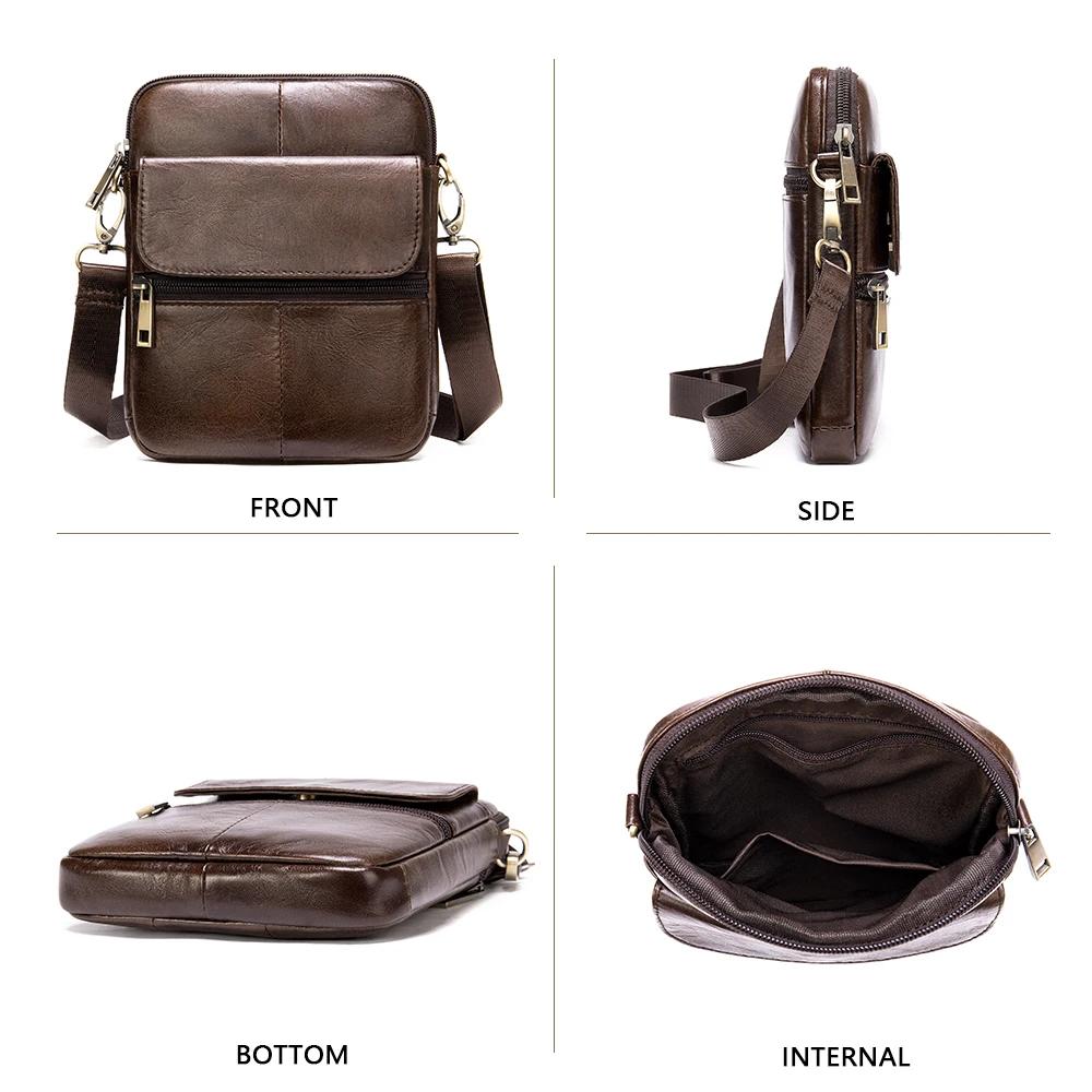 Fashion Genuine Leather Shoulder Bag for Man Small Messenger Bags Mini Travel Crossbody Bag Men Flap Bag Male