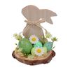 Hand Carved Wood Easter Hare Ornament Wooden Animal Figurine Festival Decoration For Mantels Tabletop Shelf Display