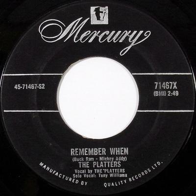 7inch Record PLATTERS - Remember When 71467X Mercury 1959 Canada Pop Used
