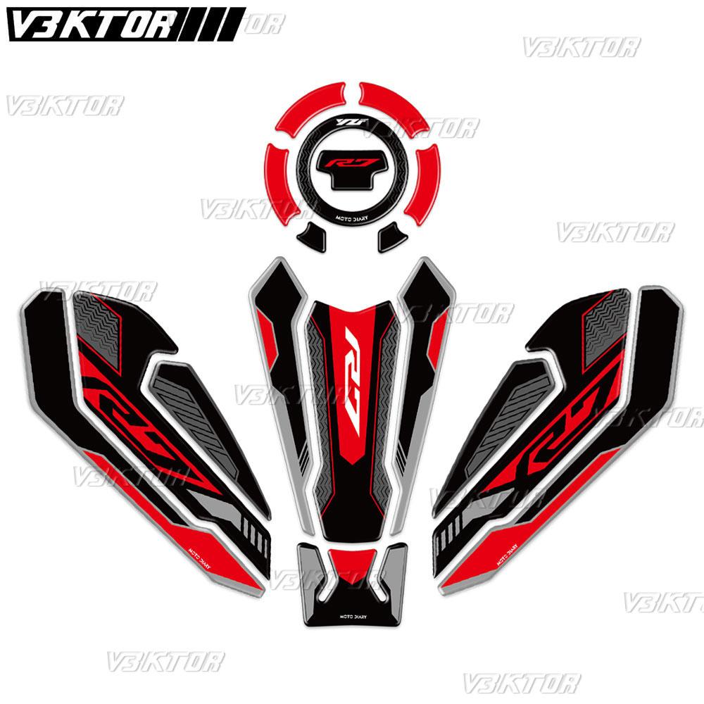 3D Resin Tank Pad Sticker Motorcycle Fuel Tank Protection Decal For R7 YZF R7 YZFR7 2021-2024 2023 2022