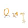 3PCS Gold Color Butterfly Flower Hoop Earrings Set for Women Exquisite Zircon Round Circle Cartilage Piercing Earring Jewelry