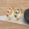 Nidin Shine Zircon Geometric Open Ring For Women Gold Plated Adjustable 5 Colors Female Wedding Aesthetic Jewelry Gift Wholesale