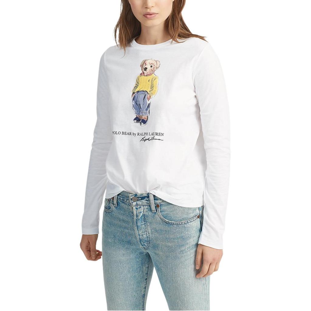 Polo Ralph Lauren Bear Graphic Print Long Sleeve T-Shirt Women Tops WMPOKNIN6810187-E86