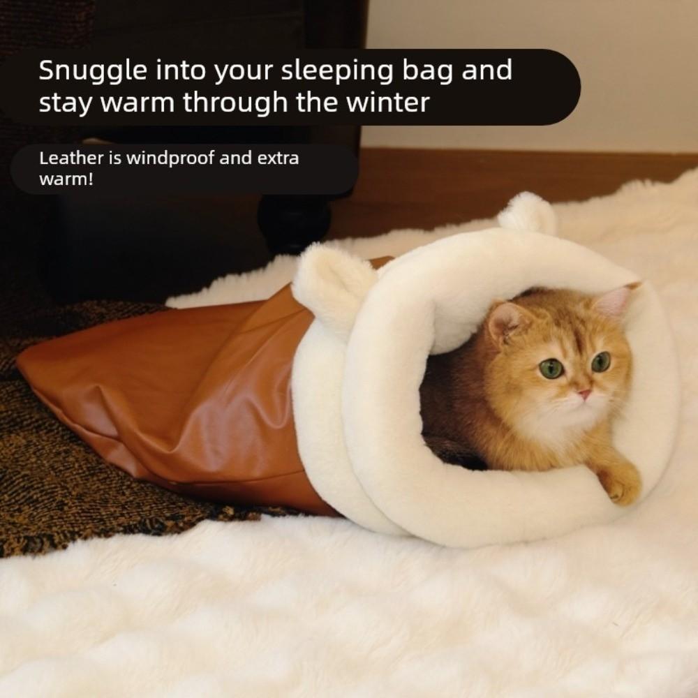 Comfortable Cat Sleeping Bag Plush Winter Pet Bed Soft Puppy Cave Winter