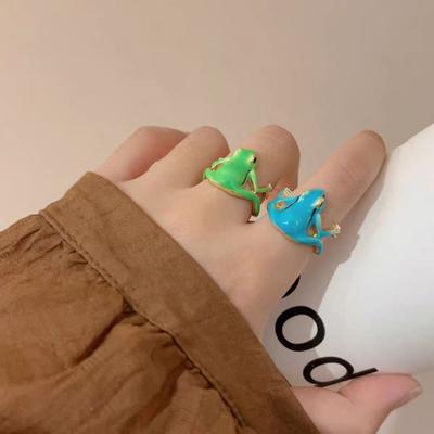2 Stück Fingerringe Handgefertigt Baumfrosch Design Fingerbänder Leuchtende Farbe Leichter Ring Tierisches Accessoire Schmuck Geschenk
