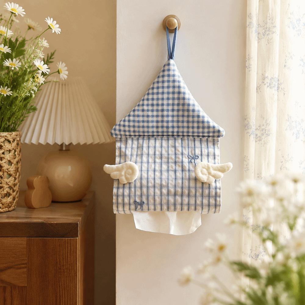 Stripe Grid Tissue Box Cover Wings Napkin Holder Creative Hanging Tissue Holder Desk