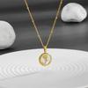 Elegant Rose Butterfly White Shell Pendant Necklace in Titanium Steel