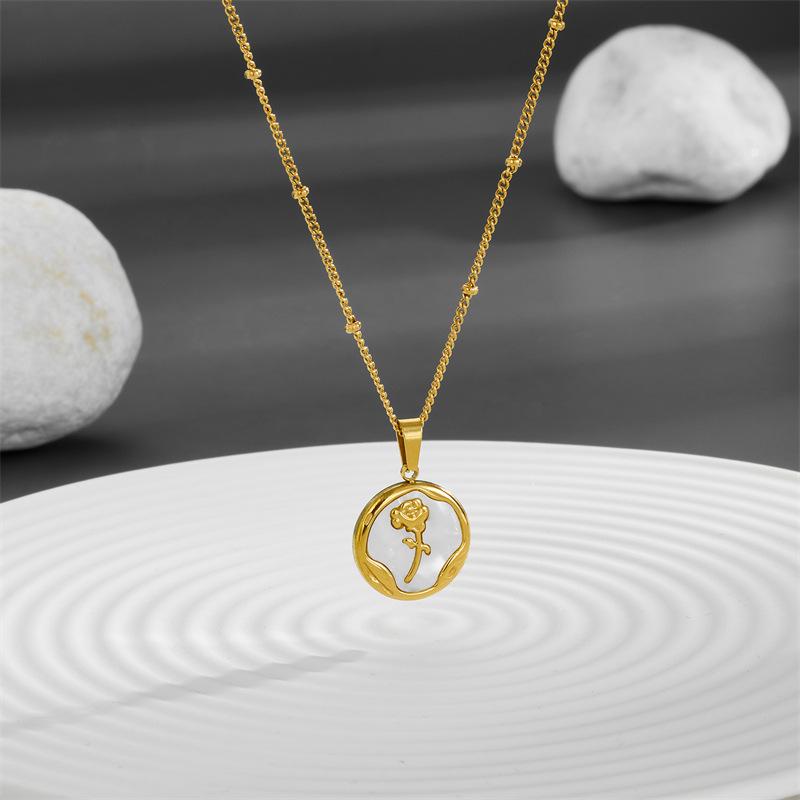 Retro Enamel Drip Glaze Rose Pendant Necklace for Women - Elegant Collarbones Design
