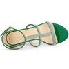 Allegra K Women's Ankle Strap Sandals, High Heels, Rhinestones, T-Strap, Green, Size 23.5cm
