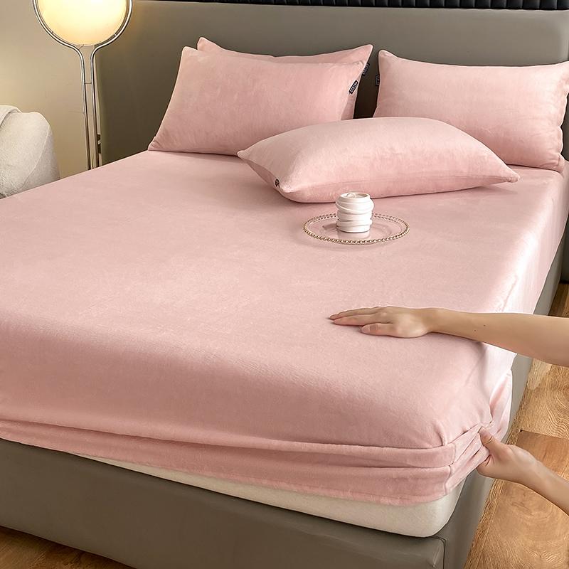 

Зимняя теплая простыня желтого цвета из тафты, бархатного флиса, постельное белье, одинарная, плюшевая, простыня для 2 человек, толстый наматрасник 140x200x25cm розовый