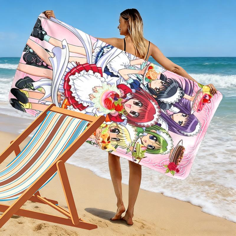 Tokyo Mew Mew Print Beach Towel, Large Soft Quick Dry Towel for Beach Camping Swimming